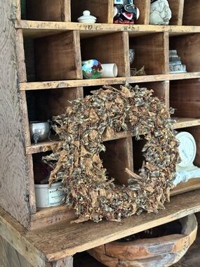 Handmade Rustic Plaid Rag Wreath in Brown